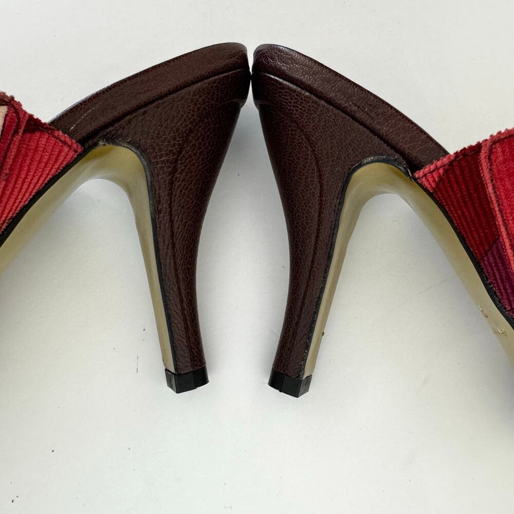 Emilio Pucci Firenze Multicolor Corduroy Platform Heeled Mules Shoes 36 (US 6) - Picture 11 of 15